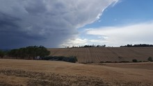 Italian Countryside With Dark, Stormy Clouds Looming
