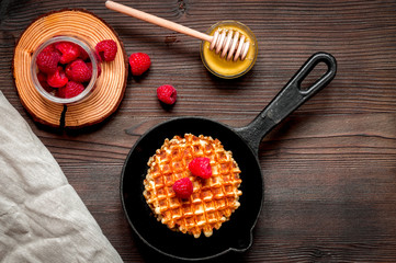 Wall Mural - cooking holiday breakfast with wafer top view