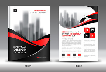 Wall Mural - Annual report brochure flyer template, Black cover design, business advertisement, magazine ads, catalog, book, infographics element vector layout in A4 size