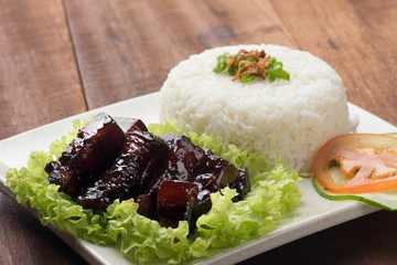 Wall Mural - Homemade Braised pork and rice in brown sauce