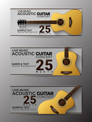 Wall Mural - collection horizontal guitar banner set vector templates. clean modern abstract background layout fo