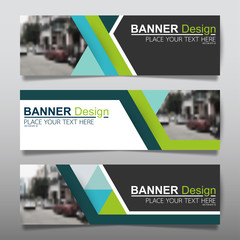 Wall Mural - collection horizontal business banner set vector templates. clean modern geometric abstract backgrou
