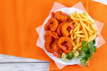 Sticker - tasty breaded Fried Shrimps and french fries