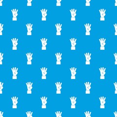 Poster - Hand showing number four pattern seamless blue
