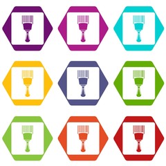 Poster - Bar code scanner icon set color hexahedron