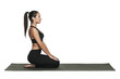 © denisovdmitry - Woman exercising on yoga mat. Isolated on white.