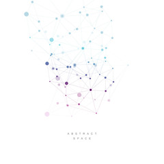 Poster - Abstract connection structure. Polygonal space background with connecting dots and lines