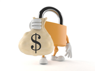 Poster - Padlock character holding money bag