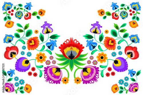 Dekoracja na wymiar  haft-ludowy-ornament-z-kwiatami-tradycyjna-polska-dekoracja-wzornicza-wycinanka-wzory