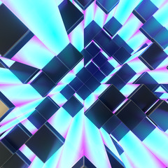 Poster - Abstract cubes background. 3d render illustration