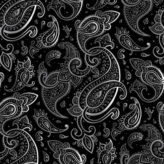 Wall Mural - Paisley Beautiful silver seamless background.