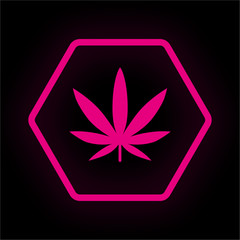 Poster - Neon Button Polygon - Marihuana