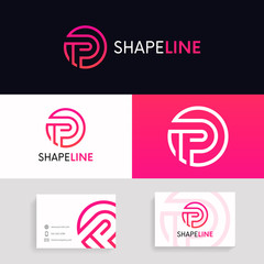 Aufkleber - P logo circle logo sign linear icon vector design.