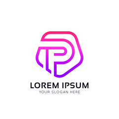 Poster - Abstract P logo shield icon sign vector design.
