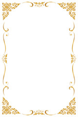 Decorative frame and borders , Golden frame on white background with copy space for add text message. Thai pattern