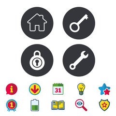 Poster - Home key icon. Wrench service tool symbol.