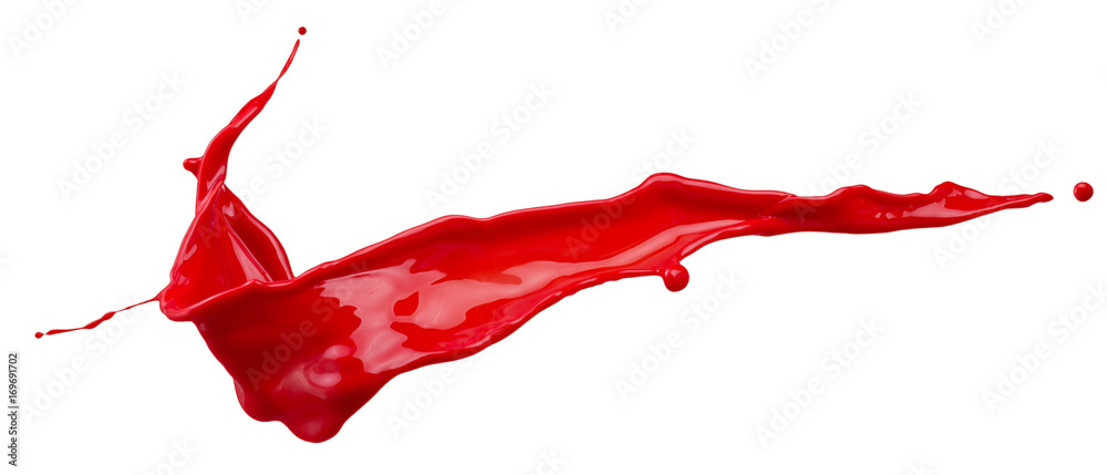 red paint splash isolated on a white background - obrazy, fototapety, plakaty 