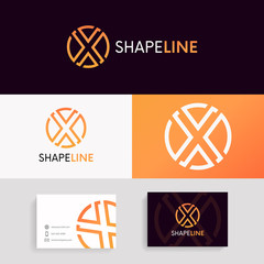 Poster - Clean X logo circle icon linear sign vector design.