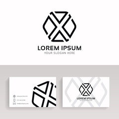 Poster - X logo hexagon sign icon linear logo vector design.