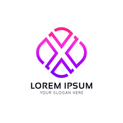 Poster - Abstract X letter rhombus sign linear logo vector design.