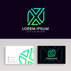 Poster - Abstract X letter linear logo company icon sign vector design with brand business card.