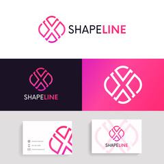 Poster - X letter logo clean linear icon rhombus sign vector design.