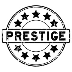 Canvas Print - Grunge black prestige with star icon round rubber seal stamp on white background