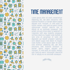  Time management concept with thin line icons. Development of business process. Vector illustration for banner, web page, print media.