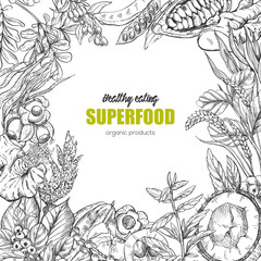 Wall Mural - Superfood, realistic sketch frame design