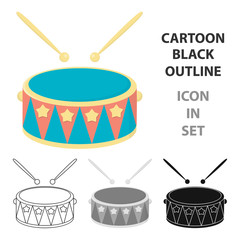 Wall Mural - Drum cartoon icon. Illustration for web and mobile design.