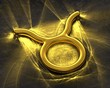 Sign of the zodiac in gold with caustics - Taurus