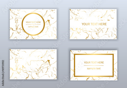 Set Of White Black And Gold Business Cards Templates Modern