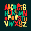 Cartoon funny comics font. Hand drawn colorful letters.