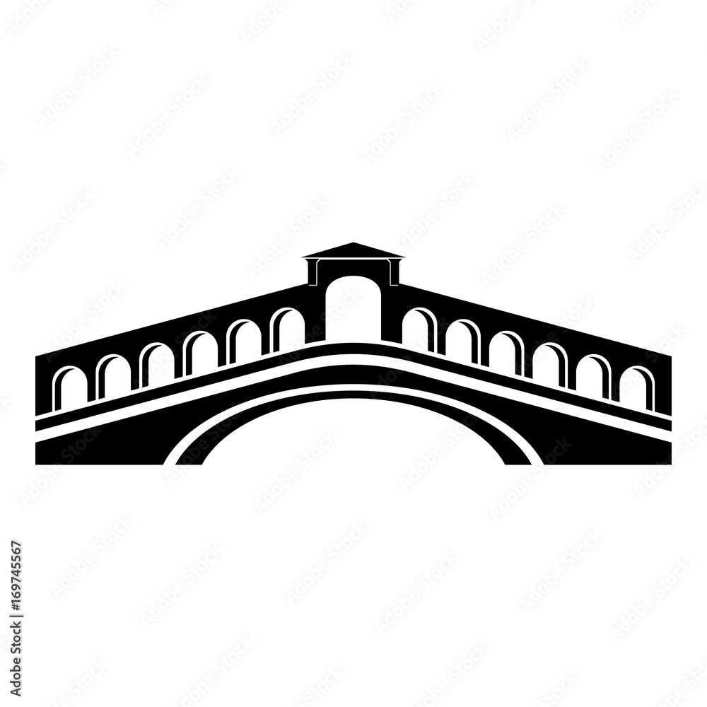 Rialto bridge icon, simple black style - obrazy, fototapety, plakaty 