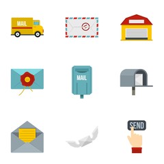 Poster - Mail delivery icons set, flat style