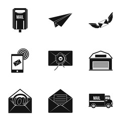 Poster - Send mail icons set, simple style