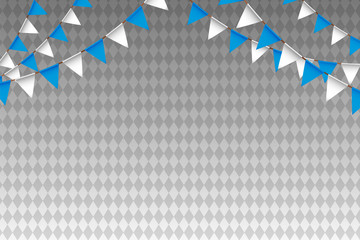 Wall Mural - Oktoberfest - blue and white bunting flags on traditional background. Vector.