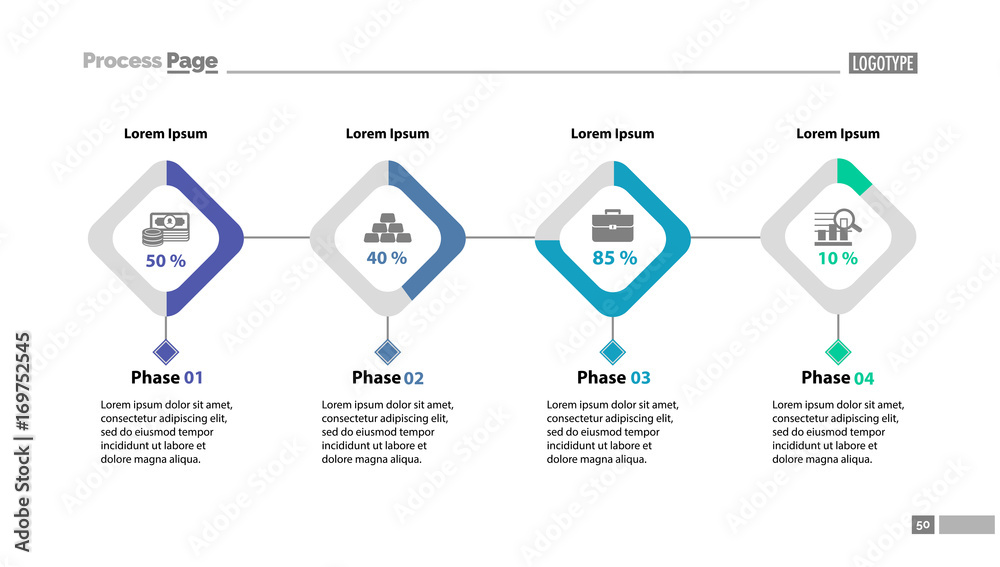 Four phase process chart slide template Stock Vector | Adobe Stock