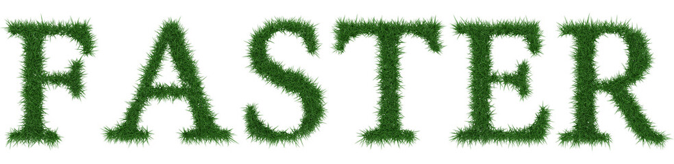 Fototapete - Faster - 3D rendering fresh Grass letters isolated on whhite background.