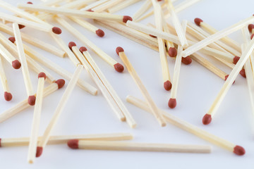 Matchsticks for fire or lighting or burning isolated on white background