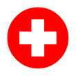 Medical white cross symbol in a red circle