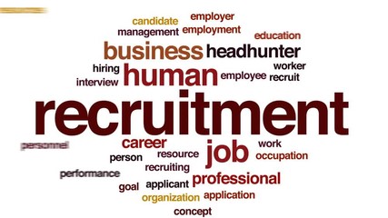 Poster - Recruitment animated word cloud, text design animation.