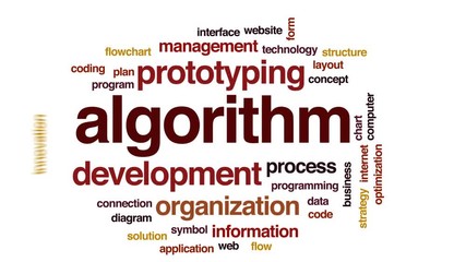 Poster - Algorithm animated word cloud, text design animation.