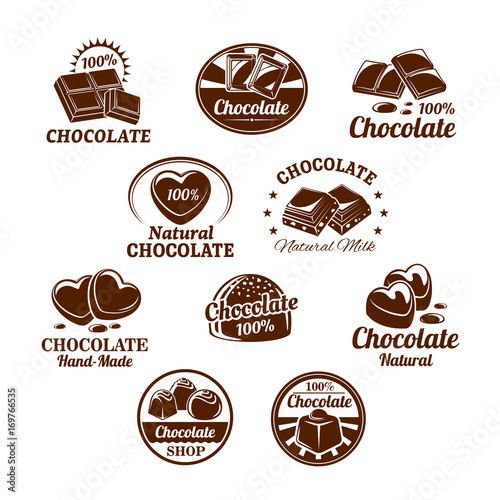 Cuadros en Lienzo Vector icons set for chocolate desserts