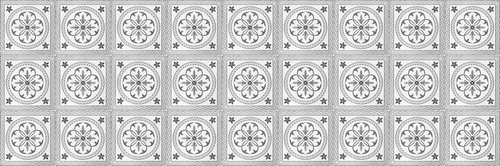 Poster - horizontal black and white tile texture for pattern and background