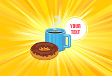 Promotion Poster Of Donut And Coffee Vector