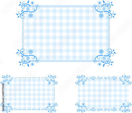 雪の結晶 フレーム セット ギンガムチェック背景 Stock Vector Adobe Stock