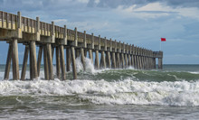 Pensacola Beach Pier As Tropical Storm Hermine Passes