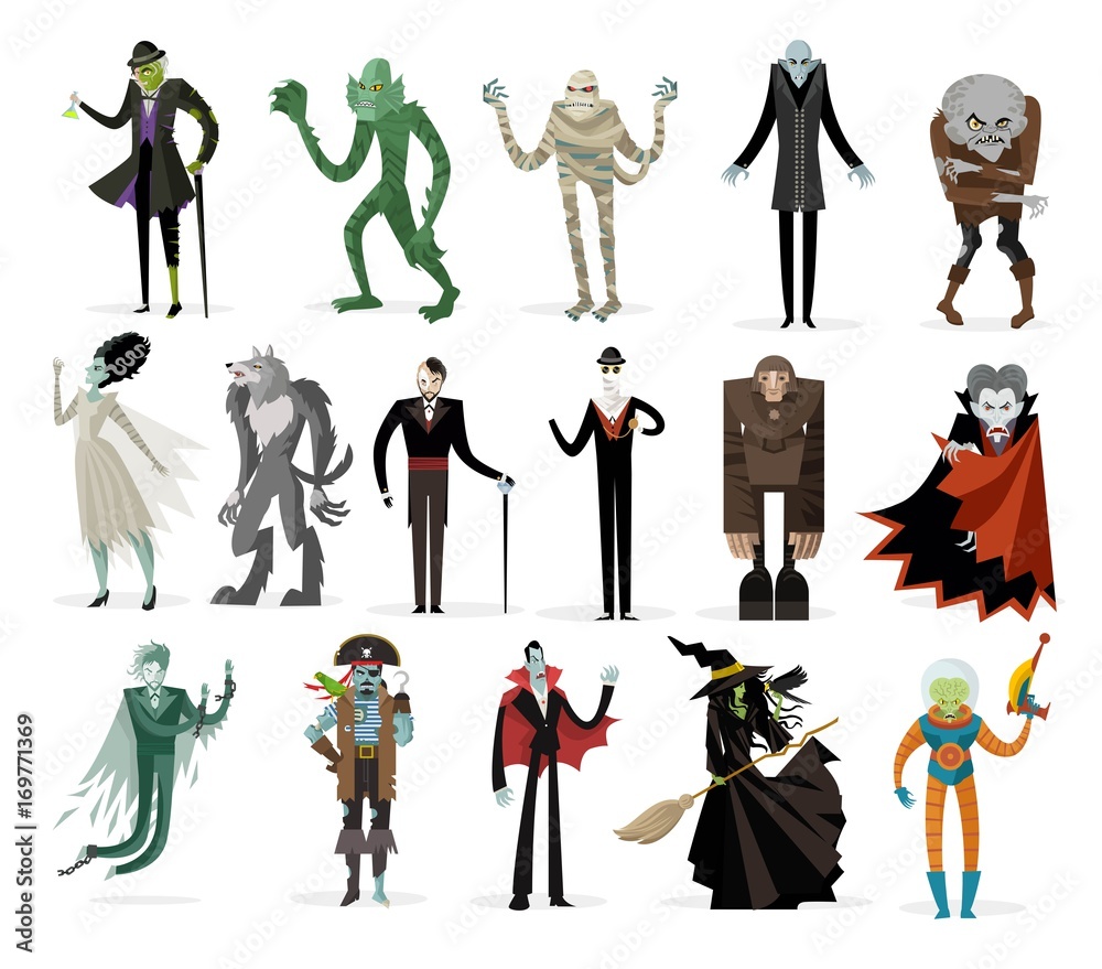 spooky monsters Classic Halloween Monsters Wall Decal