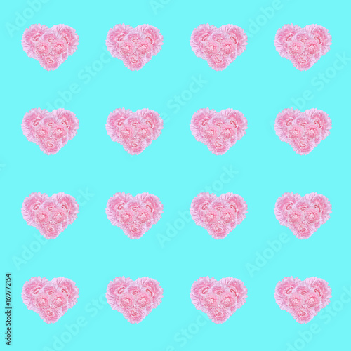 pattern pale pink peony flowers in the shape of heart